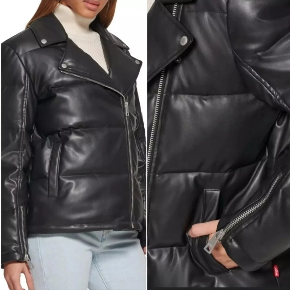 Levi's Strauss Faux Leather Moto Puffer Jacket